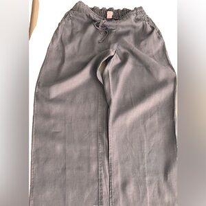 St.Tropez West Linen Pants Women's Size Medium Gray Drawstring Wide Legs Summer